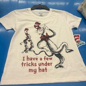 White Dr. Seuss kids medium I have a few tricks under my hat T-shirt